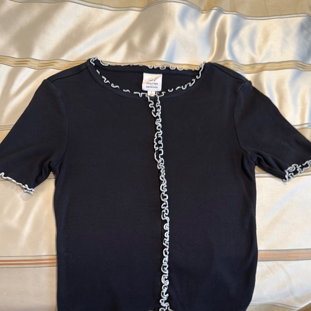 Cinq a Sept Black Top with Ivory Trim